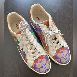 Rainbow coach Sneakers, worn once, woman’s size 7.5